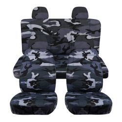 Camouflage Car Seat Covers with 4 (2 Front + 2 Rear) Headrest Covers - Full Set