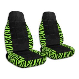 Animal Print and Black Car Seat Covers: Lime Green Zebra and Black
