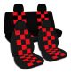 Checkered Car Seat Covers with 4 (2 Front + 2 Rear) Headrest Covers - Full Set