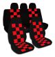 Checkered Car Seat Covers with 3 Rear Headrest Covers - Full Set