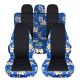 Hawaiian Print and Black Car Seat Covers with 3 Rear Headrest Covers - Full Set