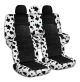 Animal Print and Black Car Seat Covers with 3 Rear Headrest Covers - Full Set