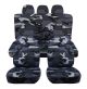 Camouflage Car Seat Covers with 5 (2 Front + 3 Rear) Headrest Covers - Full Set