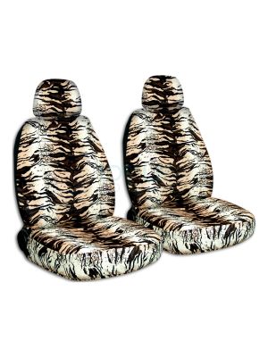 Animal Print Car Seat Covers with 2 Separate Headrest Covers - Front