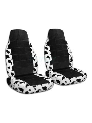 Animal Print and Black Car Seat Covers - Front