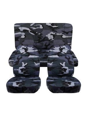 Camouflage Car Seat Covers with 2 Front Headrest Covers - Full Set