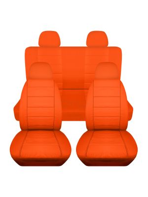Solid Car Seat Covers with 4 (2 Front + 2 Rear) Headrest Covers - Full Set