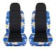 Hawaiian Print and Black Car Seat Covers with 2 Separate Headrest Covers - Front