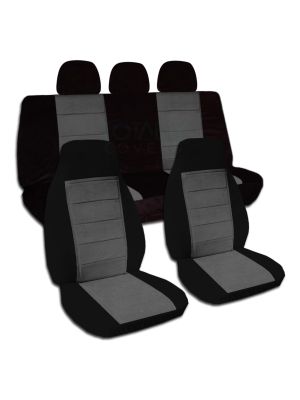 Two-Tone Car Seat Covers with 3 Rear Headrest Covers - Full Set