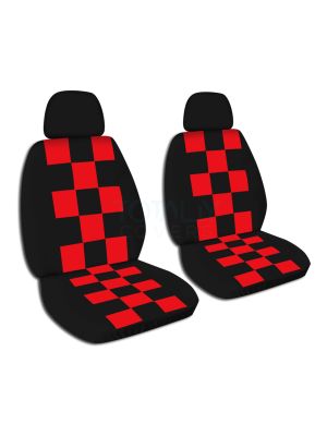 Checkered Car Seat Covers with 2 Separate Headrest Covers - Front