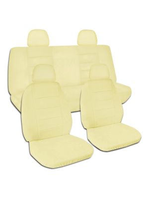 Solid Color Car Seat Covers with 4 (2 Front + 2 Rear) Headrest Covers - Full Set