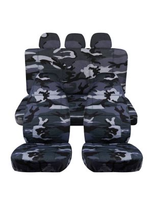 Camouflage Car Seat Covers with 3 Rear Headrest Covers - Full Set