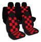 Checkered Car Seat Covers with 5 (2 Front + 3 Rear) Headrest Covers - Full Set