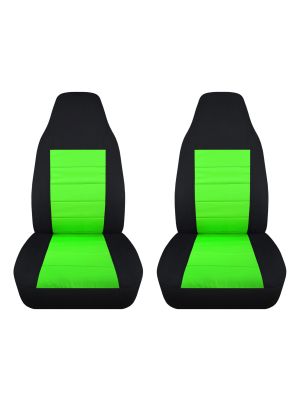 2 Tone Car Seat Covers W Separate Headrest Semi Custom Fit Front Will Make Any Truck Van Rv Suv - Lime Green And Black Car Seat Covers