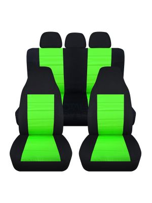 2-Tone Car Seat Covers with 3 Rear Headrest Covers - Full Set
