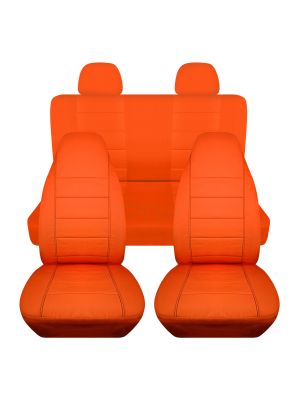 Solid Car Seat Covers with 2 Rear Headrest Covers - Full Set