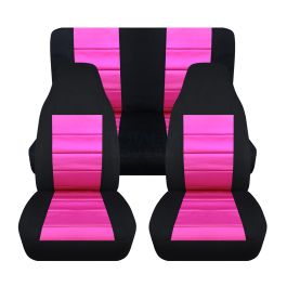 2-Tone Car Seat Covers: Black and Hot Pink - Semi-custom Fit - Full Set