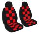 Checkered Car Seat Covers with 2 Separate Headrest Covers - Front