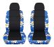 Hawaiian Print and Black Car Seat Covers with 2 Separate Headrest Covers - Front