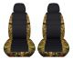 Camouflage and Black Car Seat Covers with 2 Separate Headrest Covers - Front