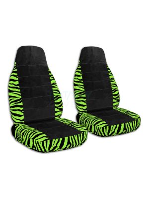 Animal Print And Black Car Seat Covers Lime Green Zebra Semi Custom Fit Front Will Make Any Truck Van Rv Suv 30 Prints - Lime Green And Black Car Seat Covers