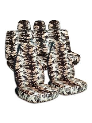 Animal Print Car Seat Covers with 3 Rear Headrest Covers - Full Set