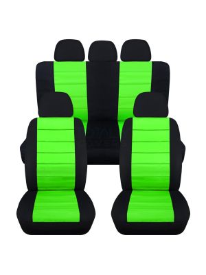 2-Tone Car Seat Covers with 5 (2 Front + 3 Rear) Headrest Covers - Full Set