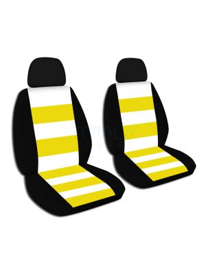 Striped Car Seat Covers with 2 Separate Headrest Covers - Front