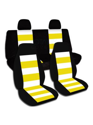 Striped Car Seat Covers with 2 Rear Headrest Covers - Full Set