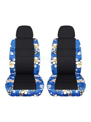 Hawaiian Print And Black Car Seat, Blue Hawaiian Car Seat Covers
