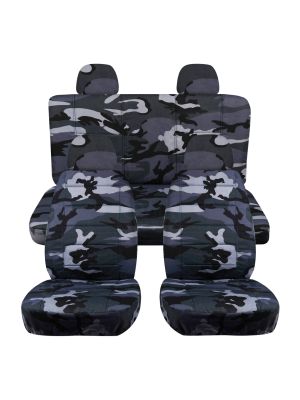 Camouflage Car Seat Covers with 4 (2 Front + 2 Rear) Headrest Covers - Full Set