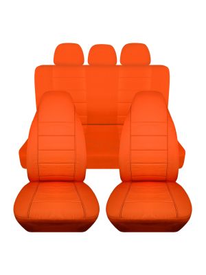 Solid Car Seat Covers with 3 Rear Headrest Covers - Full Set