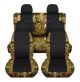 Camouflage and Black Car Seat Covers with 4 (2 Front + 2 Rear) Headrest Covers - Full Set