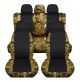 Camouflage and Black Car Seat Covers with 5 (2 Front + 3 Rear) Headrest Covers - Full Set