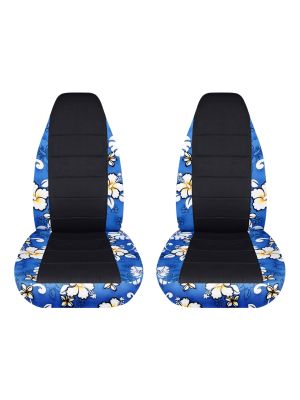 Hawaiian Print and Black Car Seat Covers - Front