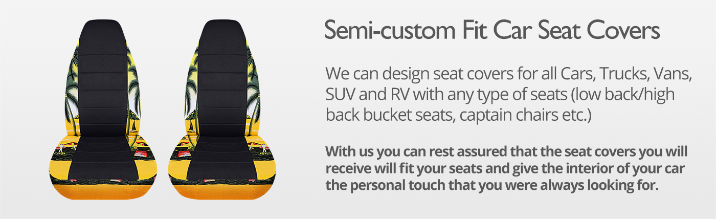 Hawaiian Print and Black Car Seat Covers
